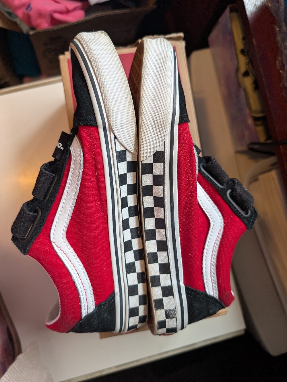 Red, White And Blk Checkered Vans